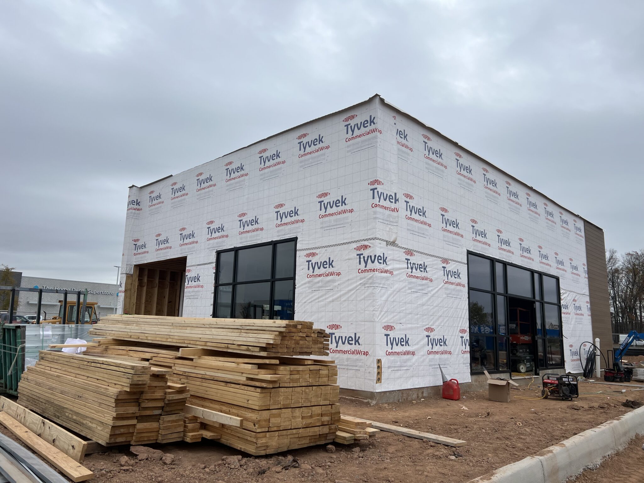 Wall opened for moisture testing and sheathing replacement during stucco remediation in Limerick, PA